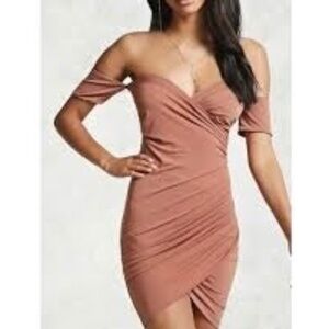 Forever 21 Ruched Off-Shoulder Mini Dress New